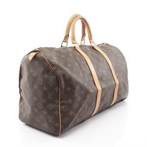 Louis Vuitton Keepall Monogram Boston Bag canvas leather brown